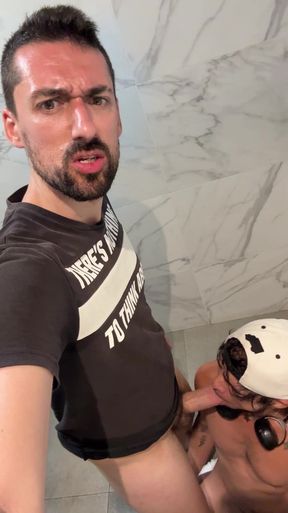 Wrecked in the Mall Bathroom by a Massive Cock!