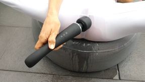 German Amateur Milf Squirts Extremely in New White Yoga Pants