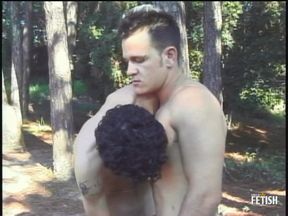 Muscular gay gets his ass licked and fucked in the forest