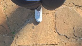POV Outdoor Walk in Cute White Sneakers