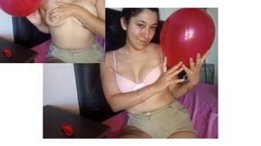 Blowing up balloons and playing with my tits