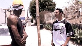 Latin guy gets bent over and fucked in his ass by black dude