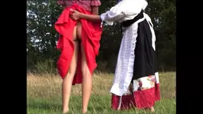 Two hot young sluts deepthroat and fuck a huge hard cock