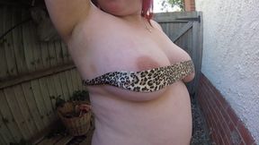 Step Mom wearing only G-String in the Yard