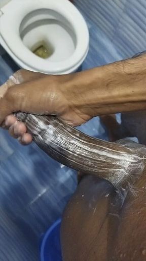 Bath time fun,big pierced cock caught  masturbating,Sexy man