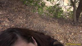 DTFsluts - Abbie Maley brunette outdoor whore loves cock