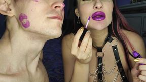 Purple Lips Licks and Kisses His Face