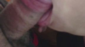 Purplehair blowjob close up