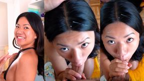 Oral&#x1F61C; obsession fuels 18yo Thai teen's addiction to semen-coated beauty marks on her visage.