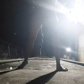 Naked and Pissing on the Train Tracks