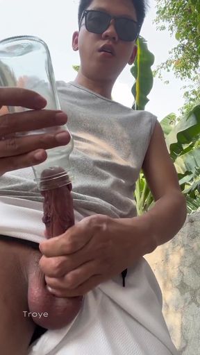 Big Asian Cock Inside the White Basketball Shorts