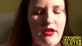 Cute BBW slut Mea Malone masturbates and sucks big dick