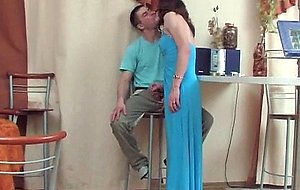 Bareback insertions for a crossdresser in blue dress
