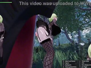 [Anime Game][3D]Secrets of Exposure,Green Hair Alternative Cutie having sex in the park