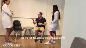 Nurse Scientists Experiment - Can a Man Cum After Being Kicked in the Balls and Cock - Lytta and Mia - Foot Domination - Female