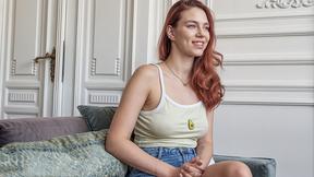 ”Sexy redhead cannot have enough of this big fucking shaft deep in her throat”