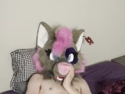 Furry murrsuiter showing his feet while jerking off to the thought of rabbits~.