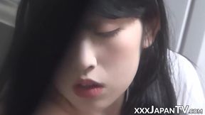 Young Japanese tits fondled before solo masturbation
