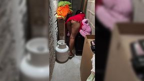 Latina Girlfriend fucks her boyfriend while cleaning house.