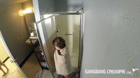 Little chubby girl lured into the shower