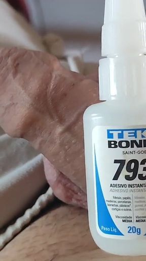 Without Cuts Spreading the Liquid Glue Completely on the Glans.