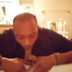 Black dildo dick sucking and deepthroat sloppy gagging