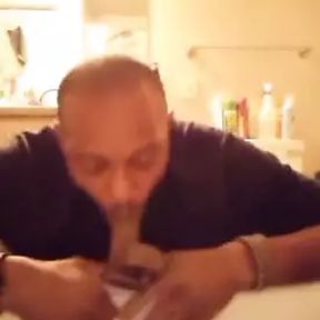 Black dildo dick sucking and deepthroat sloppy gagging