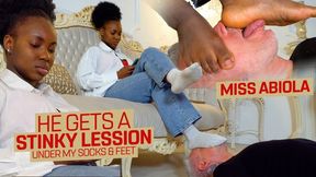 My white foot rat is my human footrest and gets a stinky lesson ( Foot Domination with Miss Abiola ) - FULL HD MP4