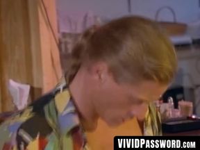 Hot blonde Anna Malle enjoys vintage group double penetration