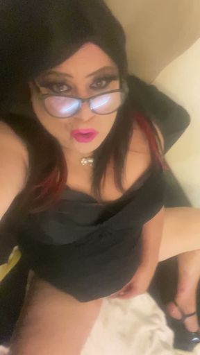CD Krissy Sweets 🍭 in her pink babydoll lingerie heels talking dirty and needthick cock deep inside her tight ass   Clip 1