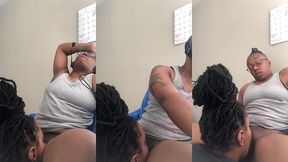 lesbian stud gets head at work