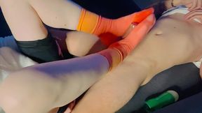 My stepbrother asks me to jerk him off with my orange Nike socks
