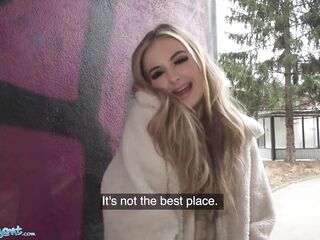 Public Agent Blond Brit Hottie POV Fellatio and Drilled Outside