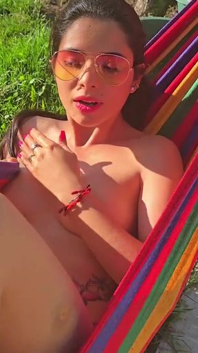 Fucking in an outdoor rocking chair hard anal and delicious fucked   Clip 1
