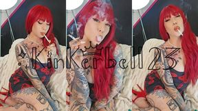 Classic smoking with Kinkerbell23 wearing short dress and high heels