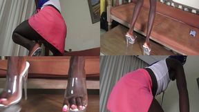 Ebony Glass Shoe Fetish Teasing Dancing w-m-v