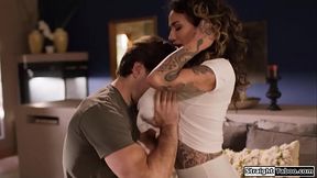 Godson set up his busty milf godmom so he can fuck her pussy