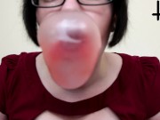 Bubble gum babe blows big bubbles