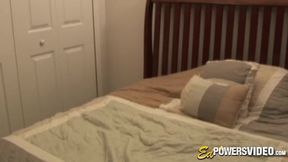 Nice naked teen with big boobs bangs in her cute butt on bed