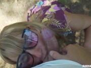 POV OUTDOOR SEX. He fucked me in the forest after a squirt orgasm from a vibrator - Sasha Bikeyeva