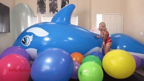 5MM MASSIVE INFLATABLE WHALE & BALLOON DESTRUCTION! LESBIAN SEX & SQUIRTING- 4K Version!