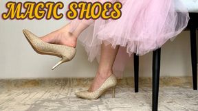 Shiny Golden Shoes Play - Worship the Fairy Magical High Heels, Dangling Foot, Small Feet mp4