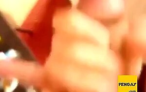 Blowing and stroking his friend and he cums in  mouth