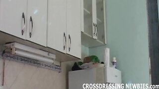 Kinky Crossdressing Treat: Cute Sissy in Lingerie & Stockings