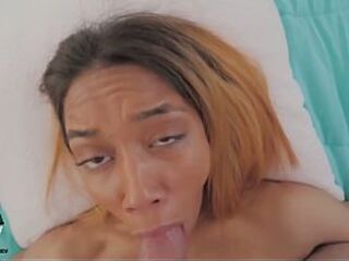 PETITE ORIENTAL STEP SIS ARIA SKYE LETS ME USE HER TWAT AND CUM ALL OVER HER TAUT BODY