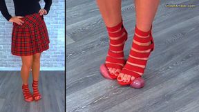 212 Split Cam - Goddess Amber - Grinding The Cum From Your Balls Under My Red Gladiator Stilettos - Cock Face Trample Trampling CBT Ballbusting Shoejob