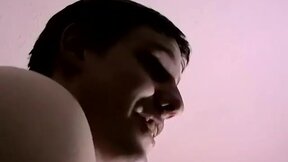 Horny amateur dude jerks his fat dick and receives a head