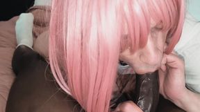 Glossy-lipped Sissy Princess Drops to Her Knees and Teases BBC with Slow Tongue Swirls Before Gagging Balls-deep 2