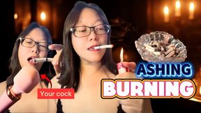 Smoking Asian MILF: Ashing & Burning Your Dick Dildo With My Cigarette Butt POV