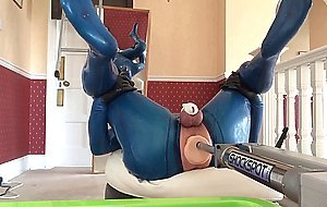 pvcsissy in chastity anal fucking machine